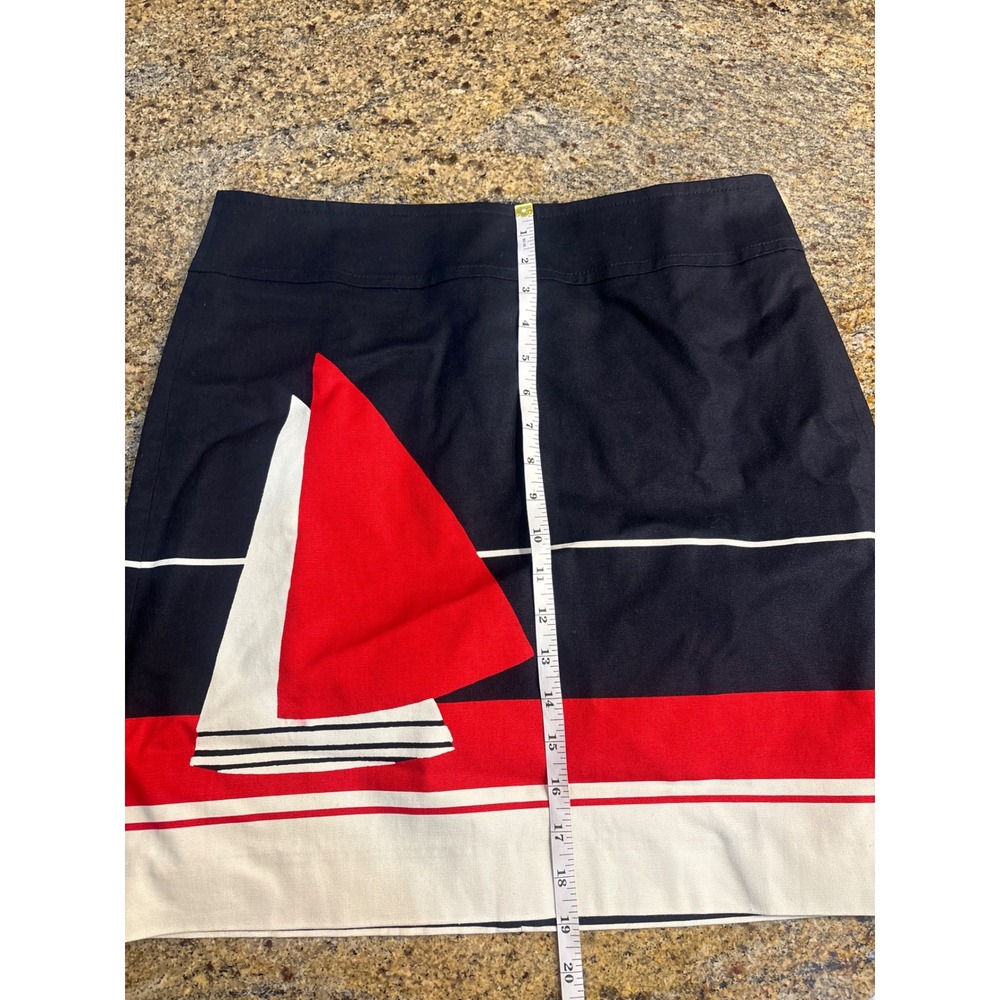 Talbots Womens Navy Blue Nautical Sailboat Mini Skirt Size 8 Red White Coastal - Picture 7 of 7